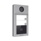 Videoportero IP 2 Megapixel / Llamada y Apertura Remota desde App Hik-Connect (requiere monitor) / PoE / Exterior IP65 + Antivandalico IK08 / 2 Departamentos / Apertura con Tarjeta / Soporta 2 Puertas y hasta 6 Monitores