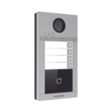 Videoportero IP 2 Megapixel / Llamada y Apertura Remota desde App Hik-Connect (Requiere monitor )/ PoE / Exterior IP65 + Antivandalico IK08 / 4 Departamento / Apertura con Tarjeta / Soporta 2 Puertas y hasta 6 Monitores