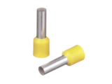 Ferrúl de cobre DIN Amarillo para Cable 10 AWG con largo 12 mm.  Paquete de 100 Piezas