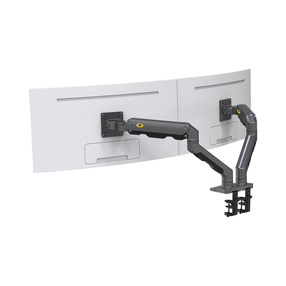 Montaje de Escritorio articulado para 2 monitores de 27-34" / Soporta hasta 16 kg por brazo/ Vesa 75 x 75 / 100 x 100 / Acero / Giro: 360° - Image 2