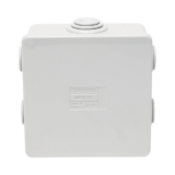 Caja Estanca de PVC Para Derivación y Conexión, 6 Entradas, Tapa a Presión, 80×80×40 mm (Mayor Área Interna, Uso Exterior IP44, Material que no Propaga el Fuego y Libre de Hálogenos