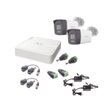 Kit HiLook Audio Bidireccional TurboHD 1080p / DVR 4 Canales / 2 Cámaras Bala (Exterior) con Bocina y Microfóno Integrado / 2 Fuentes de Poder / Accesorios