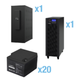 UPS Trifásico de 20 kVA/18 kW, Topología Online Doble Conversión, Voltaje de 208/220 Vca de L-L, Respaldo de 5 Minutos al 100% de Carga, Incluye Módulo y Banco de Baterías
