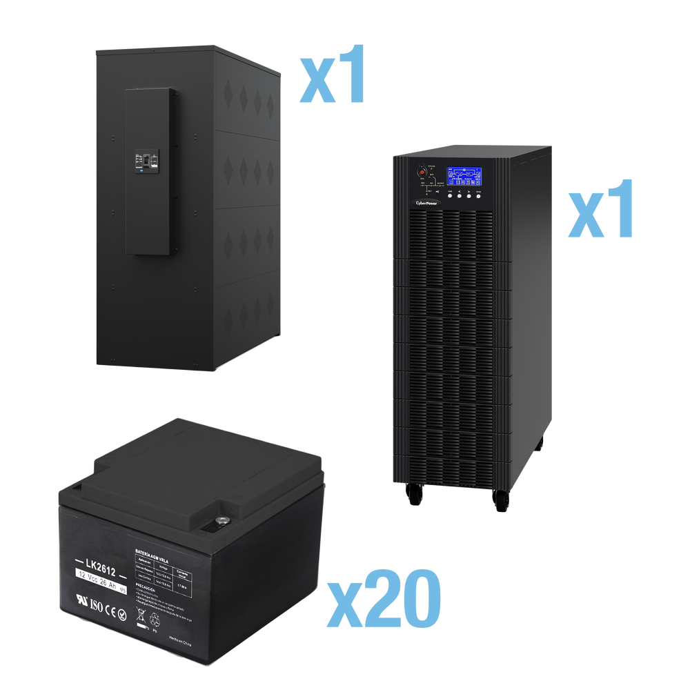 UPS Trifásico de 30 kVA/27 kW, Topología Online Doble Conversión, Voltaje de 208/220 Vca de L-L, Respaldo de 5 Minutos al 100% de Carga, Incluye Módulo y Banco de Baterías