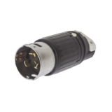 Enchufe Macho con Bloqueo de Media Vuelta Trifásico / 50 A 250 VCA 3 Fases / 3 Polos 4 Hilos / Grado Industrial / Color Negro y Blanco.