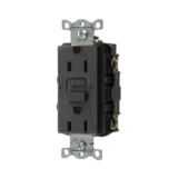 Contacto de Auto-verificación GFCI con Interruptor de Falla a Tierra de 15 A 125 V 2 Polos, 3 Hilos Color Negro (Nema 5-15R), Grado Comercial.