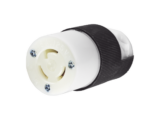 Conector Industrial con Bloqueo de Media Vuelta / 15 A 125 V CA / 2 Polos 3 Hilos / Color Blanco y Negro / Nema L5-15R.