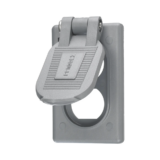 Tapa Resistente a Intemperie para Contacto Dúplex de  Policarbonato Color Gris.