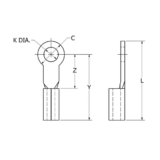 Zapata Terminal de Ojillo para Tornillo 3/16″ (5 mm) y Cable Calibre 16-14 AWG.