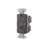 Contacto Dúplex con 2 Puertos USB, 15A 125V, 2 Polos, 3 Hilos, Color Negro.