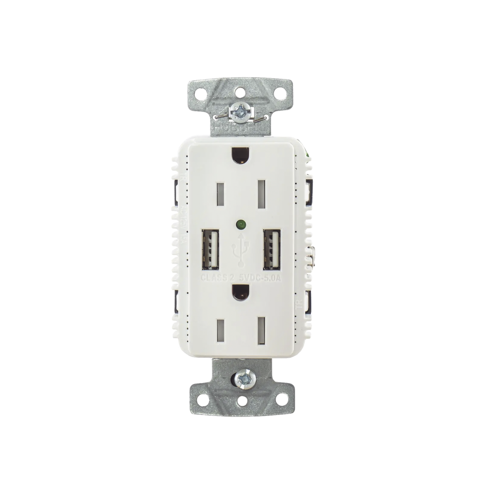 Contacto Dúplex con 2 Puertos USB, 15A 125V, 2 Polos, 3 Hilos, Color Blanco. - Image 6