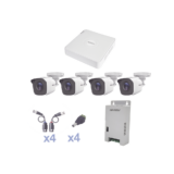 KIT TurboHD 1080 Lite / DVR 4 Canales / 4 Cámaras Bala (exterior 2.8 mm) / Transceptores / Conectores / Fuente de Poder Profesional