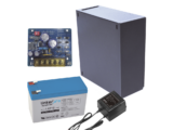 Kit con fuente PLB2 con salida de 12 Vcc a 2.5 Amper, incluye transformador y batería de 12 V a 7 Amper