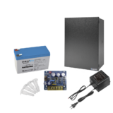 Kit con fuente PLB3 con salida de 12 Vcc a 4 Amper, incluye transformador y batería de 12 V a 7 Amper