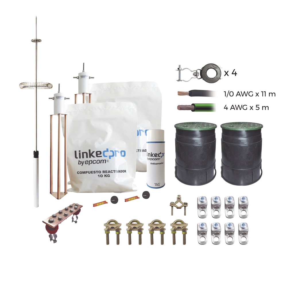 Kit Pararrayo LINKEDPRO con Accesorios de Instalación en Torre de Hasta 6 m de Altura.