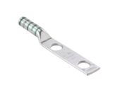 Conector de Compresión de Cobre con 2 Orificios 3/8" para Cable 2 AWG,  1" de espacio entre Orificios. Paquete de 25 Piezas