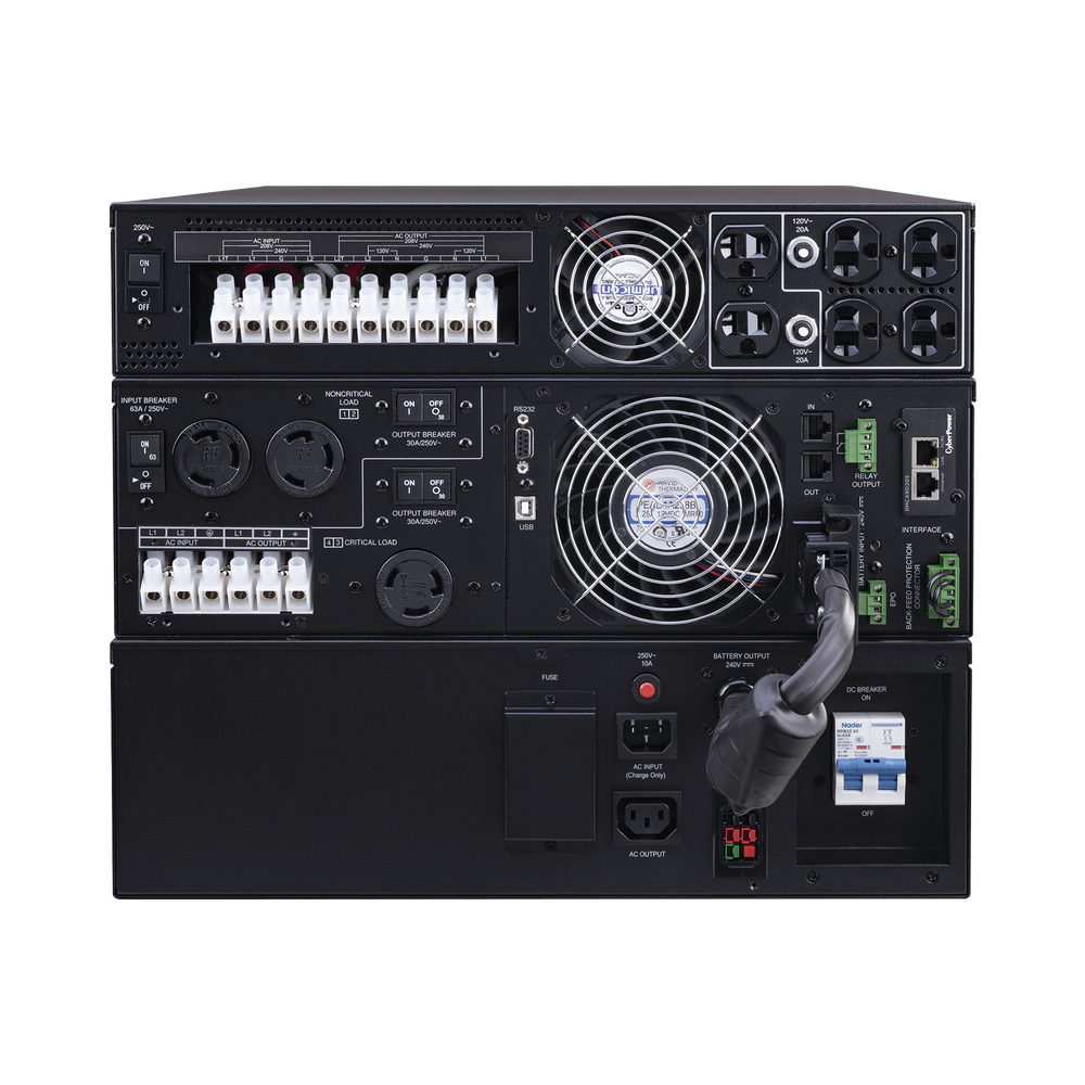 UPS de 8000 VA/8000 W, Online Doble Conversión, 200 - 240 Vac de Entrada, 120 - 240 Vac de Salida, Entrada Hardwired, Onda Senoidal Pura, Torre o Rack de 8 UR, Con 6 Tomas NEMA 5-20R, 3 NEMA L6-30R y Terminal Hardwired - Image 2