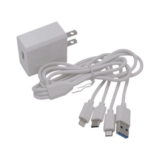 Cargador de pared USB de 5 Vcc 2A / Multi-puertos / USB-C / Micro USB / Tipo C / Lightning (iPhone) / Extensión de cable 1.2 metros