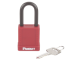 Candado de Bloqueo LOTO de Seguridad Dieléctrico, Con Llave Única, Diámetro de 6.5 mm, Color Rojo
