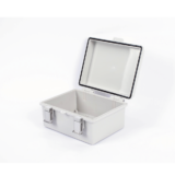 Gabinete de Plástico ABS, Uso en Intemperie IP66 (170 x 220 x 110 mm) Cierre por broche Inoxidable y Permite Cerrado con Candado y Llave (Perno 5mm) No Incluido