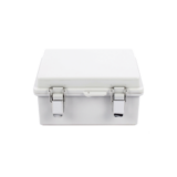 Gabinete de Plástico ABS, Uso en Intemperie IP66 (170 x 220 x 110 mm) Cierre por broche Inoxidable y Permite Cerrado con Candado y Llave (Perno 5mm) No Incluido