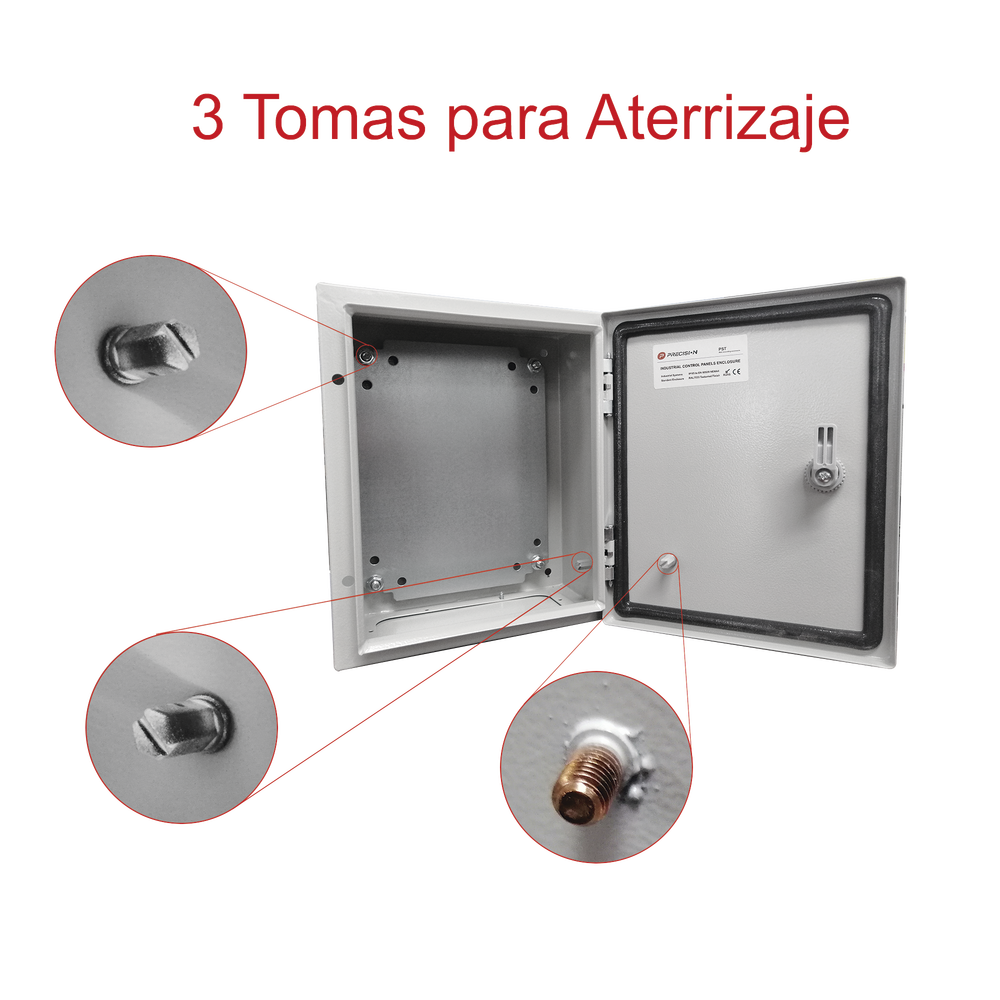 Gabinete de Acero IP66 Uso en Intemperie (250 x 300 x 150 mm) con Placa Trasera Interior Metálica y Compuerta Inferior Atornillable (Incluye Chapa y Llave T). - Image 4