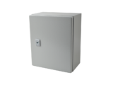 Gabinete de Acero IP66 Uso en Intemperie (250 x 300 x 150 mm) con Placa Trasera Interior Metálica y Compuerta Inferior Atornillable (Incluye Chapa y Llave T).