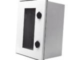 Gabinete de Poliéster IP65 Puerta Transparente, Uso en Intemperie (300 x 400 x 200 mm) con Placa Trasera Interior de Plástico (Incluye Chapa y Llave).
