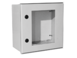 Gabinete de Poliéster IP65 Puerta Transparente, Uso en Intemperie (400 x 400 x 200 mm) con Placa Trasera Interior de Plástico (Incluye Chapa y Llave).