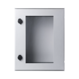 Gabinete de Poliéster IP65 Puerta Transparente, Uso en Intemperie (400 x 500 x 200 mm) con Placa Trasera Interior de Plástico (Incluye Chapa y Llave).