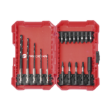Juego de 18 Puntas y Brocas para Taladro, con Entrada Hexagonal de 1/4″, Incluye Estuche.