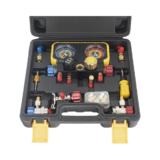 Manómetro de 4 vías con Accesorios para Gas refrigerante R410A/ R32/ R134A/R22