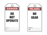 Paquete de 25 Etiquetas de Seguridad, Con Texto "Peligro, No Usar", de 76 x 146 mm, Color Negro Sobre Blanco