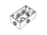 Caja Condulet FS de 1/2" (12.7 mm) con seis bocas a prueba de intemperie.