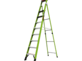 Escalera de 3.05 m Capacidad máxima de 170 Kg, inclinada, de fibra de vidrio con almohadilla de pared giratoria.