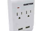Multicontacto de ABS con 2 contactos aterrizados  y 2 puertos USB.