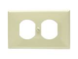 Placa de plástico para contacto dúplex color marfil.