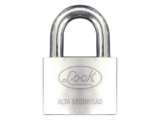 Candado de hierro alta seguridad con llave de disco/ Acabado Cromado/ Llaves Abloy/ Medida de Horquilla 34 mm.