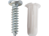 Paquete de 20 taquetes blancos  3/4" y 20 tornillos 8mm x 3/4" (1101-05002)