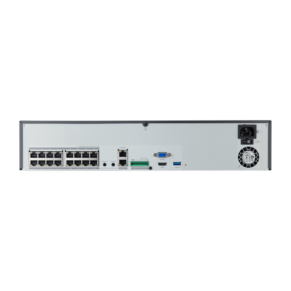 NVR de 16 canales / 32MP / Hasta 4 Discos Duros / Switch PoE+ 16 puertos / Wisenet P2P / H.265 & WiseStream - Image 2
