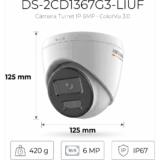 [ColorVu 3.0 + MD 3.0]  Turret IP 6 Megapixel / Lente 2.8 mm / 30 mts IR + 30 mts Luz Blanca / Micrófono Integrado / ACUSENSE Lite / Exterior IP67 / WDR 120 dB / PoE / Micro SD
