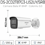 [Dual Light + ColorVu 3.0 + HikAI] Bala IP 8 Megapixel / Lente 4 mm / 60 mts IR + Luz Blanca / Exterior IP67 / Estrobo Azul y Rojo / WDR 130 dB / ACUSENSE 3.0 / Metal / NEMA 4X / ACUSEEK