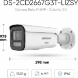 [Dual Light + ColorVu 3.0 + HikAI] Bala IP 6 Megapixel / Lente Mot. 2.8 a 12 mm / 60 mts IR + Luz Blanca / Exterior IP67 / WDR 130 dB / ACUSENSE 3.0 / Metal / NEMA 4X / ACUSEEK