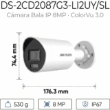 [Dual Light + ColorVu 3.0 + HikAI] Bala IP 8 Megapixel / Lente 2.8 mm / 40 mts IR + Luz Blanca / 2 Microfonos Integrados / Exterior IP67 / Estrobo Luz Blanca / WDR 130 dB / ACUSENSE 3.0 / Metal / NEMA 4X / ACUSEEK