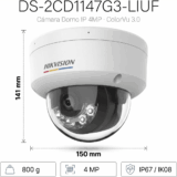 [ColorVu 3.0 + MD 3.0] Domo IP 4 Megapixel / Lente 2.8 mm / 30 mts IR + 30 mts Luz Blanca / Micrófono Integrado / ACUSENSE Lite / Exterior IP67 / IK08 / WDR 120 dB / PoE / Micro SD