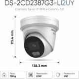 [Dual Light + ColorVu 3.0 + HikAI] Turret IP 8 Megapixel / Lente 2.8 mm / 30 mts IR + Luz Blanca / 2 Microfonos Integrados / Exterior IP67 / WDR 130 dB / ACUSENSE 3.0 / Metal / NEMA 4X / ACUSEEK