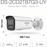[Dual Light + ColorVu 3.0 + HikAI] Bala IP 8 Megapixel / Lente 4 mm / 60 mts IR + Luz Blanca / Exterior IP67 / WDR 130 dB / ACUSENSE 3.0 / Metal / NEMA 4X / ACUSEEK