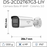 [Dual Light + ColorVu 3.0 + HikAI] Bala IP 6 Megapixel / Lente 4 mm / 60 mts IR + Luz Blanca / Exterior IP67 / WDR 130 dB / ACUSENSE 3.0 / Metal / NEMA 4X / ACUSEEK