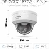 [Dual Light + ColorVu 3.0 + HikAI] Domo IP 6 Megapixel / Lente 2.8 mm / 30 mts IR + Luz Blanca / 2 Microfonos Integrados / Exterior IP67 / WDR 130 dB / ACUSENSE 3.0 / Metal / NEMA 4X / ACUSEEK