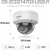 [Dual Light + ColorVu 3.0 + HikAI] Domo IP 4 Megapixel / Lente 2.8 mm / 30 mts IR + Luz Blanca / 2 Microfonos Integrados / Exterior IP67 / WDR 130 dB / ACUSENSE 3.0 / Metal / NEMA 4X / ACUSEEK